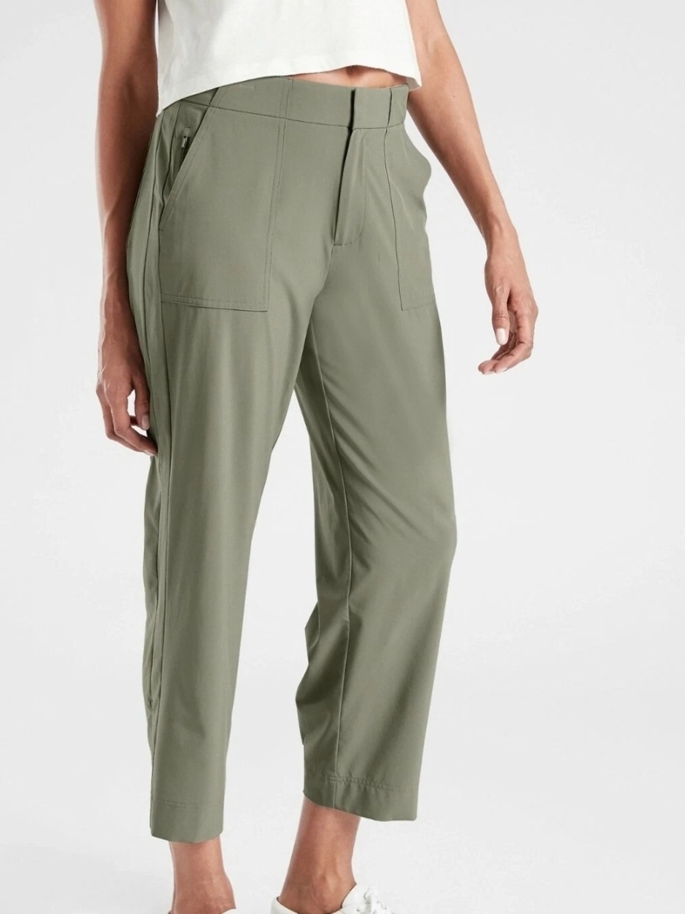 Athleta Olive Green Women's Cropped Utility Pants SZ 6